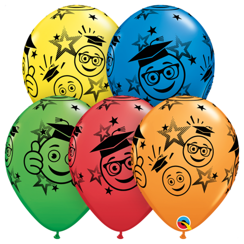 28cm Graduation Smileys Special Assortment Latex Balloons #48105 - Pack of 50 