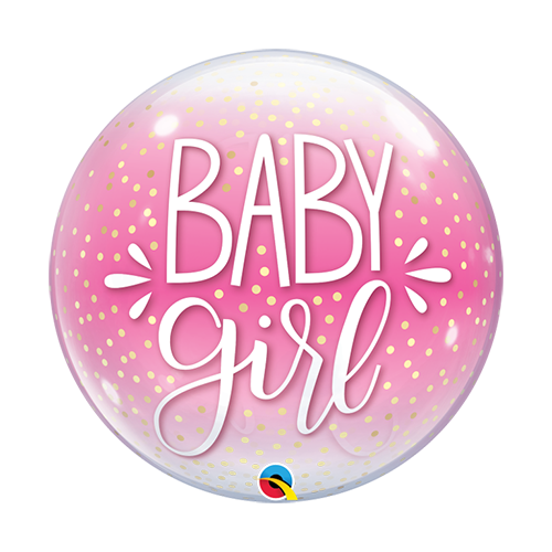 56cm Single Bubble Baby Girl Pink & Confetti Dots #10035 - Each 