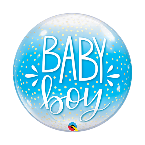 56cm Single Bubble Baby Boy Blue & Confetti Dots #10040 - Each 