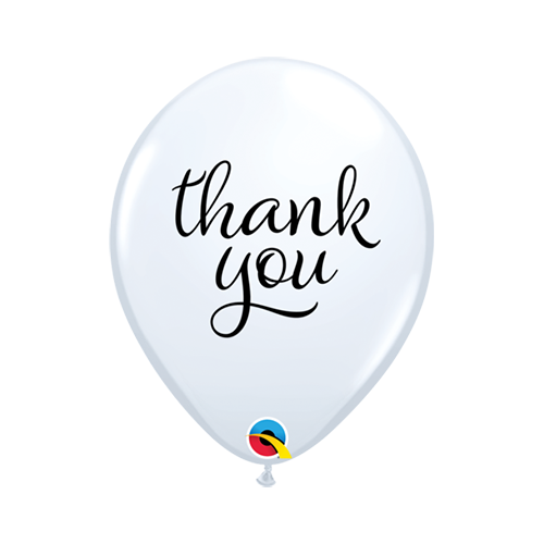 28cm Thank You White Simply Latex Balloons #10064 - Pack of 50 