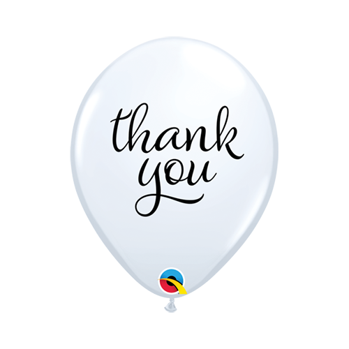 28cm Thank You White Simply Latex Balloons #10064 - Pack of 50