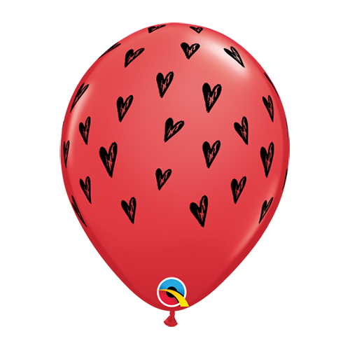 28cm Fruit Prickly Heart Seeds Red Latex Balloons #1006525 - Pack of 25