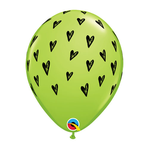 28cm Fruit Prickly Heart Seeds Lime Green Latex Balloons #1007125 - Pack of 25