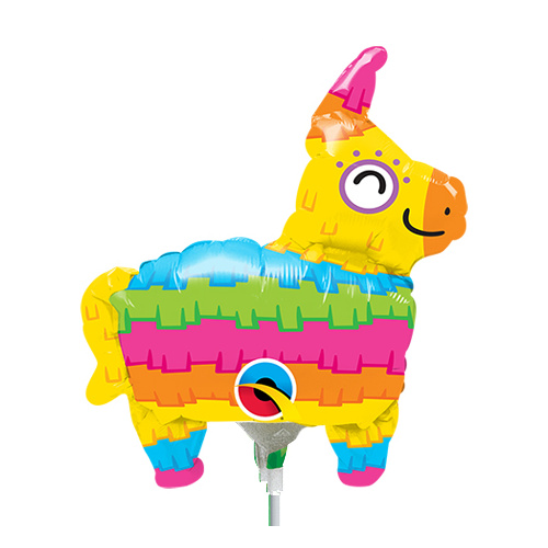 Mini Shape Pinata Rainbow Foil Balloon 35cm #10150AF - Each (Inflated, supplied air-filled on stick)