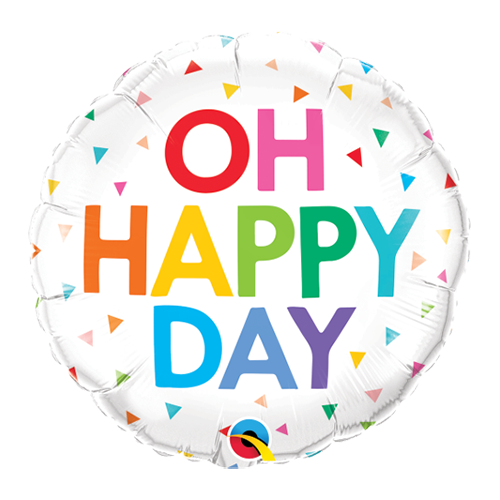 45cm Oh Happy Day Rainbow Confetti Foil Balloon #10200 - Each (Pkgd.) 