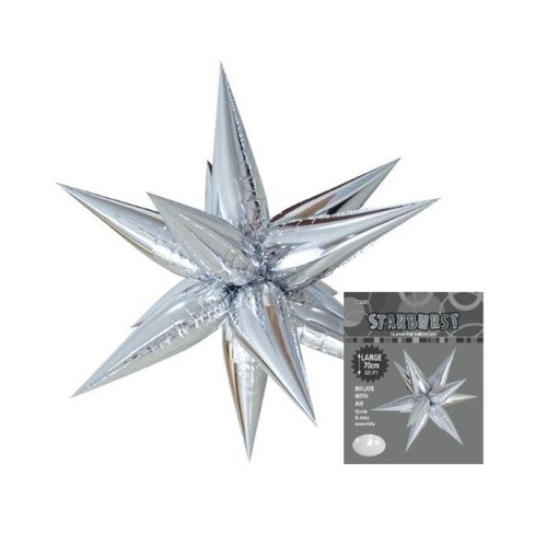 70cm Shape Foil Starburst Silver Air Fill ONLY #1042851 - Each (Pkgd.) TEMPORARILY UNAVAILABLE