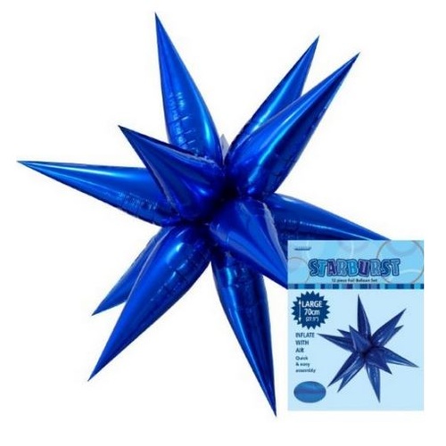 70cm Shape Foil Starburst Royal Blue Air Fill ONLY #1042854 - Each (Pkgd.) TEMPORARILY UNAVAILABLE