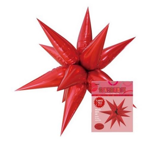 70cm Shape Foil Starburst Red Air Fill ONLY #1042856 - Each (Pkgd.)