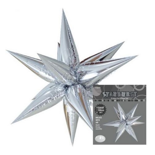 100cm Shape Foil Starburst Silver Air Fill ONLY #1042861 - Each (Pkgd.) 