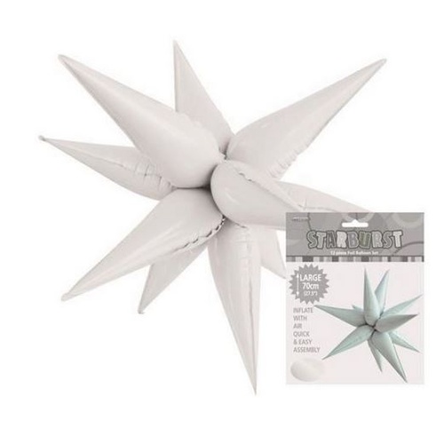 70cm Shape Foil Starburst White Air Fill ONLY #1042871 - Each (Pkgd.) 