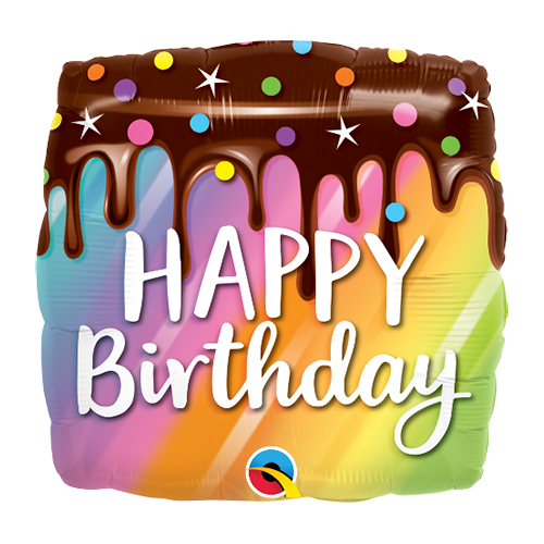 45cm Birthday Rainbow Drip Cake Square Foil Balloon #10485 - Each (Pkgd.)