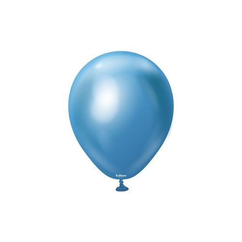 12cm Mirror Blue Kalisan Plain Latex Balloons #10550051 - Pack of 100