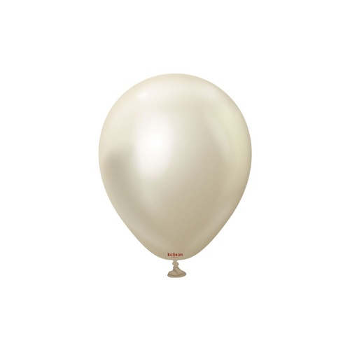 12cm Mirror White Gold Kalisan Plain Latex Balloons #10550111 - Pack of 100