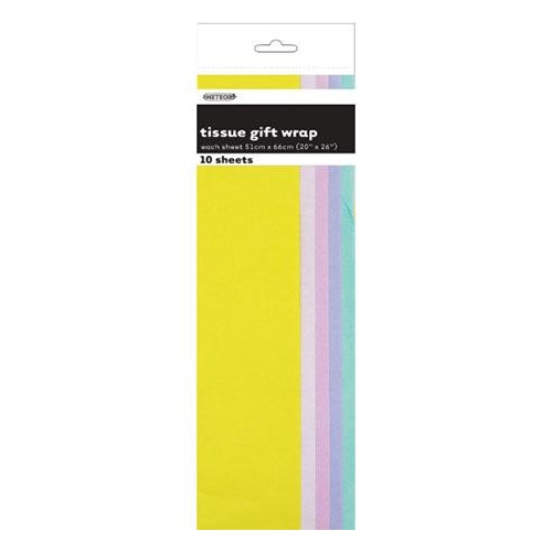 Tissue Sheets Pastel Assorted - Each sheet 51cm x 66cm #106299 - Pack of 10 