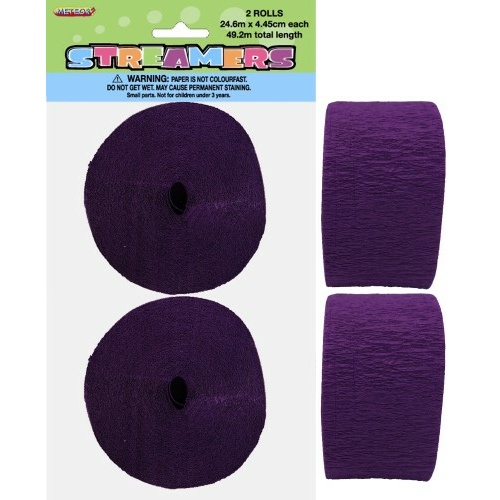 Paper Crepe Streamer Deep Purple 24m (81ft) #1063069 - 2Pk (Pkgd.)