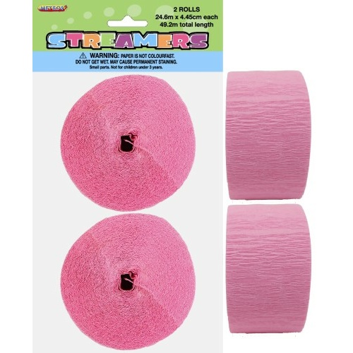 Paper Crepe Streamer Lovely Pink 24m (81ft) #1063070 - 2Pk (Pkgd.)