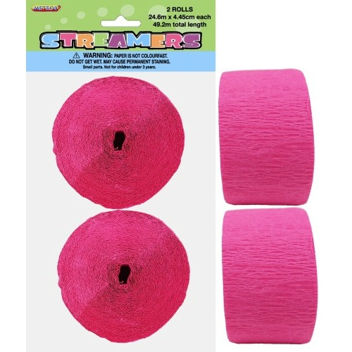 Paper Crepe Streamer Hot Pink 24m (81ft) #1063073 - 2Pk (Pkgd.)