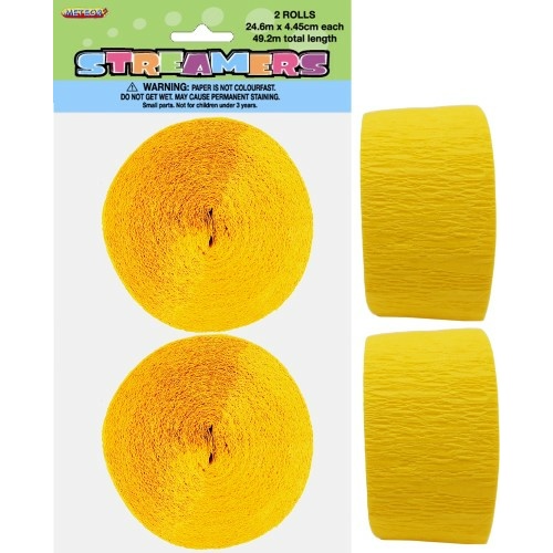 Paper Crepe Streamer Sunflower Yellow 24m (81ft) #1063075 - 2Pk (Pkgd.)