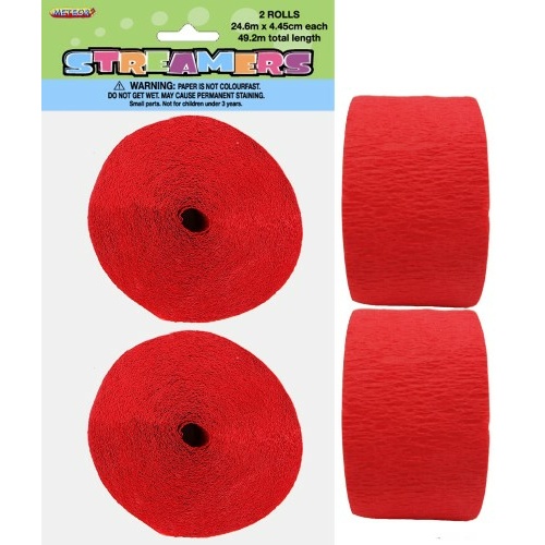 Paper Crepe Streamer Ruby Red 24m (81ft) #1063076 - 2Pk (Pkgd.)