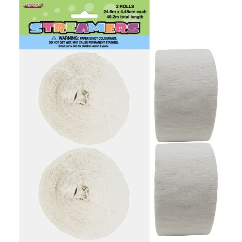 Paper Crepe Streamer Bright White 24m (81ft) #1063078 - 2Pk (Pkgd.)