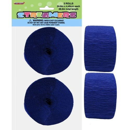Paper Crepe Streamer True Navy Blue 24m (81ft) #1063081 - 2Pk (Pkgd.) TEMPORARILY UNAVAILABLE