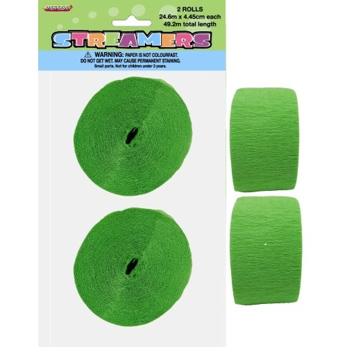 Paper Crepe Streamer Apple Green 24m (81ft) #1063082 - 2Pk (Pkgd.)