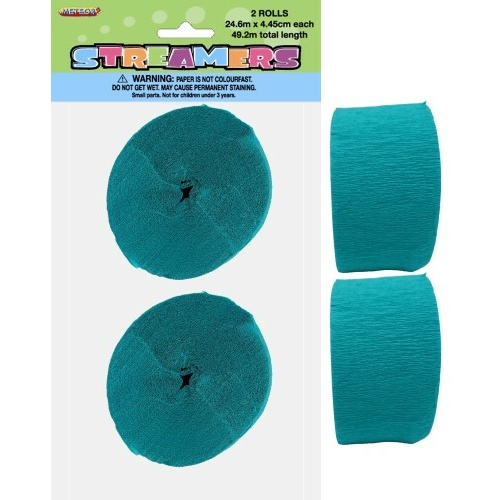 Paper Crepe Streamer Caribbean Teal 24m (81ft) #1063084 - 2Pk (Pkgd.)