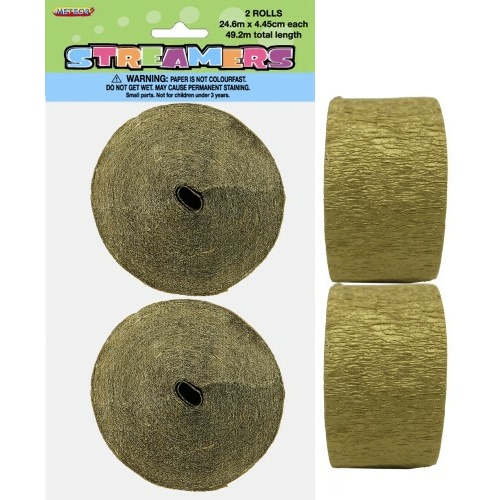 Paper Crepe Streamer Metallic Gold 24m (81ft) #1063090 - 2Pk (Pkgd.)