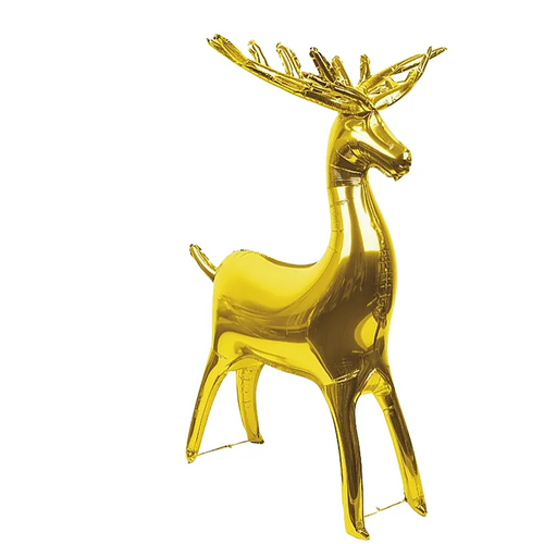 100cm Shape Foil Balloon Standing Reindeer Gold #1074289 - Each (Pkgd.)