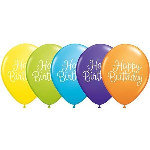 28cm Round Tropical Assorted Birthday Classy Script #11552 - Pack of 50 SPECIAL ORDER ITEM