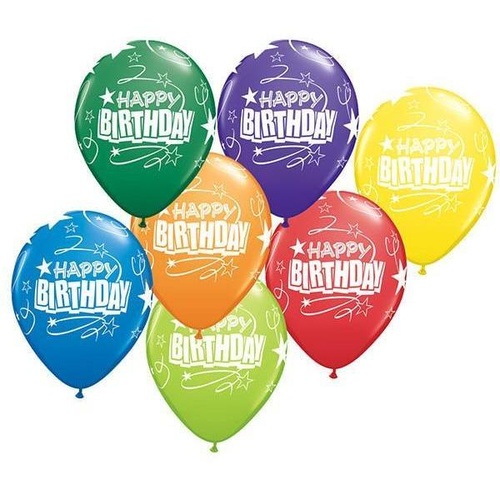 28cm Round Carnival Assorted Birthday Loops & Stars #11728 - Pack of 50 