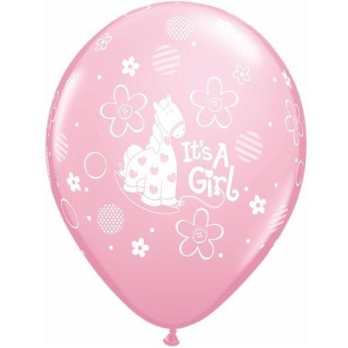 28cm Round Pink It's A Girl Soft Pony #11761 - Pack of 50