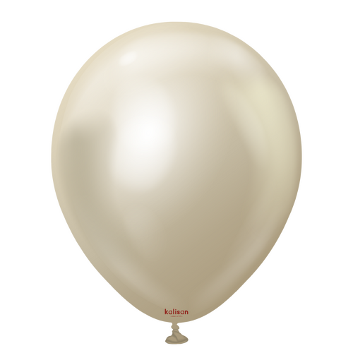 46cm Mirror White Gold Kalisan Plain Latex Balloons #11850110 - Pack of 25