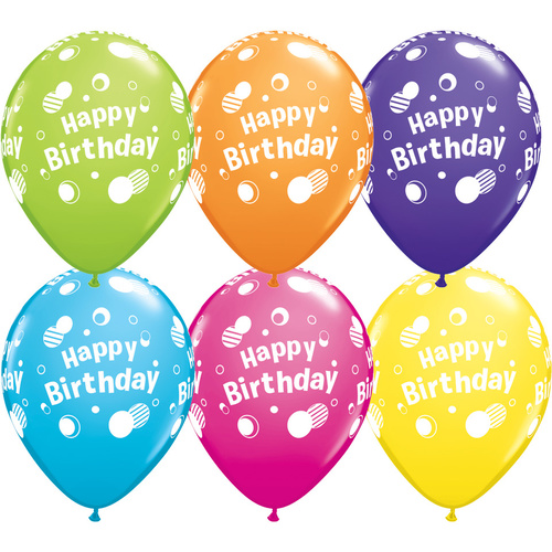 28cm Round Tropical Assorted Happy Birthday Polka Dots #12019 - Pack of 50 