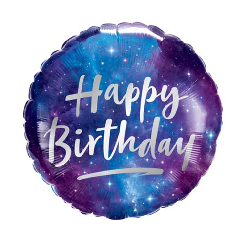 45cm Round Birthday Galaxy Foil Balloon #12273 - Each (Pkgd.) TEMPORARILY UNAVAILABLE