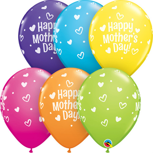 28cm Round Latex Tropical Assortment Mother's Day Hearts & Dots #12333 -  Pack of 50 TEMPORARILY UNAVAILABLE