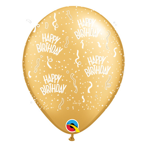 28cm Round Metallic Gold Birthday-A-Round #12341MG25 - Pack of 25 TEMPORARILY UNAVAILABLE