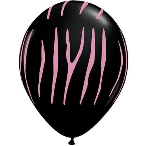 DISC 28cm Round Onyx Black Zebra Stripes (Pink) #12514 - Pack of 50