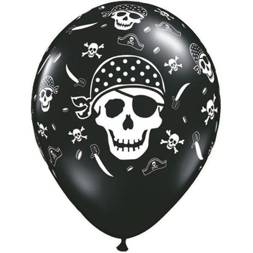 28cm Round Onyx Black Pirate Skull & Cross Bones #12566 - Pack of 50 