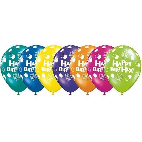 DISC 28cm Round Fantasy Assorted Birthday Polka Dots & Circles #12577 - Pack of 50