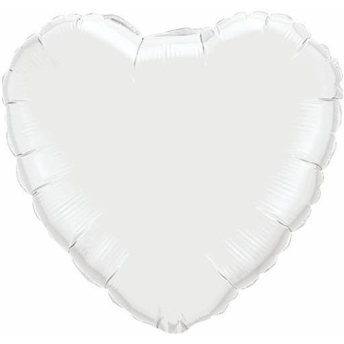 90cm Heart Foil White Foil #12668- Each (Unpkgd.) 