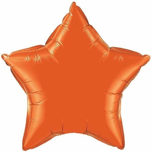 22cm Star Orange Plain Foil Balloon #12759 - Each (FLAT, unpackaged, requires air inflation, heat sealing)