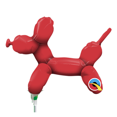 Mini Shape Animal Balloon Dog Red Foil Balloon 35cm #13236AF - Each (Inflated, supplied air-filled on stick)