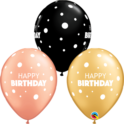 28cm Birthday Big & Little Dots Special Assorted Latex Balloons #1326725 - Pack of 25 