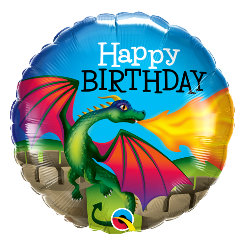 45cm Round Birthday Mythical Dragon Foil Balloon #13314 - Each (Pkgd.)