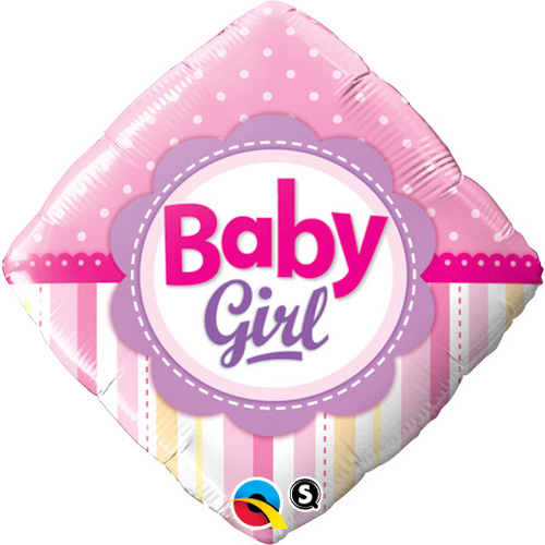45cm Diamond Foil Baby Girl Dots & Stripes #14400 - Each (Pkgd.) TEMPORARILY UNAVAILABLE