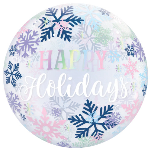 56cm Single Bubble Happy Holiday Snowflakes #14834 - Each 