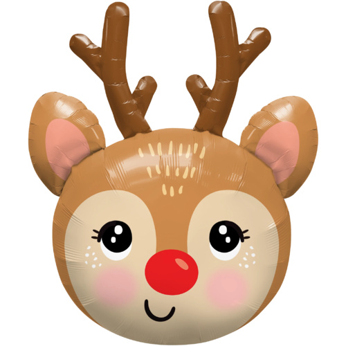 89cm Shape Foil Red-Nosed Reindeer Head #14976 - Each (Pkgd.) TEMPORARILY UNAVAILABLE