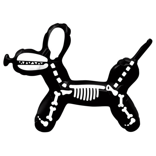 Mini Shape Foil Balloon Dog Skeleton 35cm #14978AF - Each (Inflated, supplied air-filled on stick)