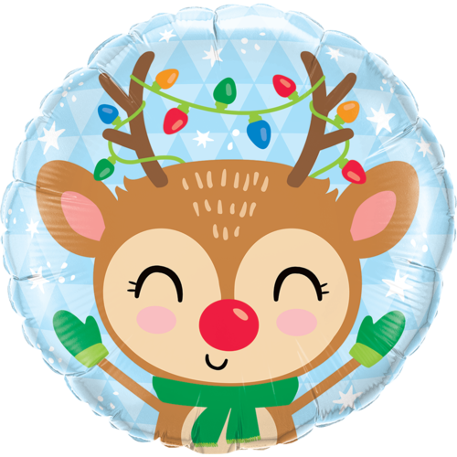 45cm Round Foil Reindeer & Coloured Lights #15019 - Each (Pkgd.) TEMPORARILY UNAVAILABLE